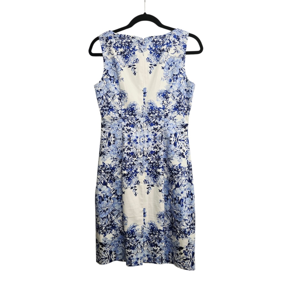 Adrianna Papell‎ Blue White Floral Dress 6P Wedding Guest Garden Party Feminine
